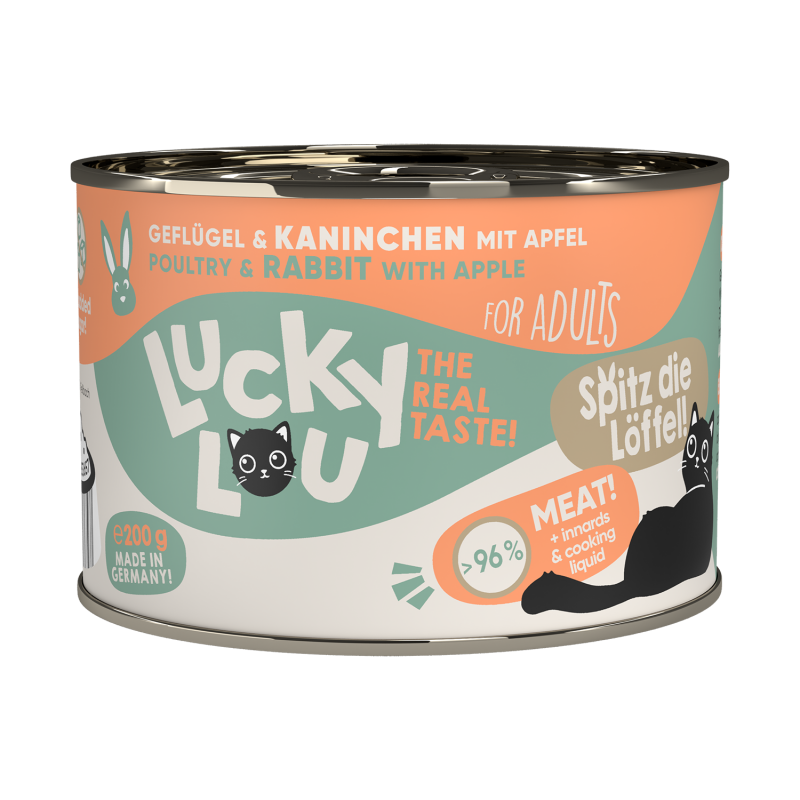 LUCKY LOU Adult Cat Food - Poultry & Rabbit 6x200g