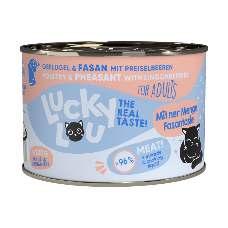 LUCKY LOU Adult Cat Food - Poultry & Pheasant 6x200g