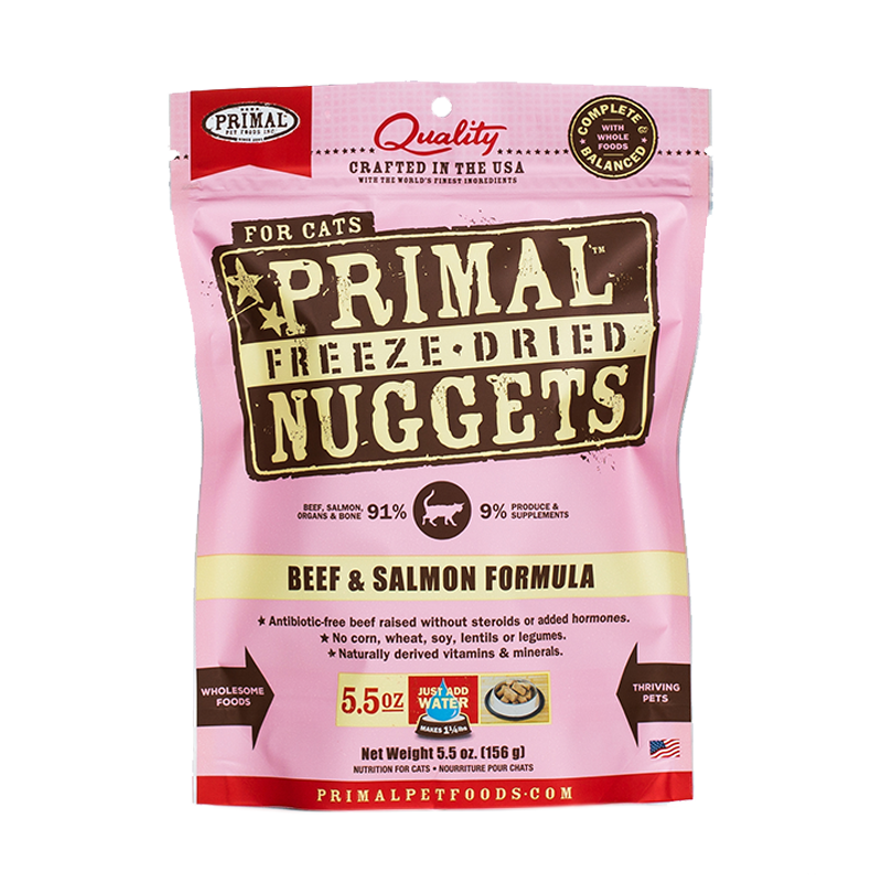 PRIMAL Cat Raw Freeze-dried Nuggets - Beef & Salmon 5.5oz