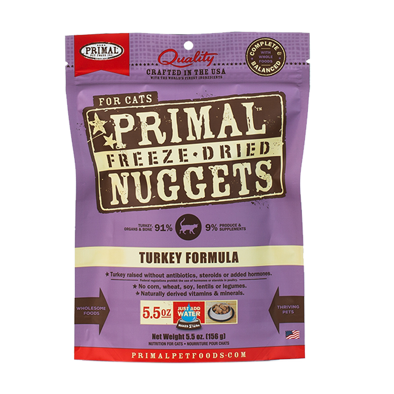 PRIMAL Cat Raw Freeze-dried Nuggets - Turkey 5.5 oz