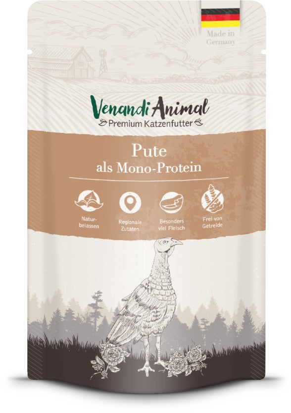 VENANDI ANIMAL Premium Katzenfutter als Mono-Protein 125g - Turkey Hen