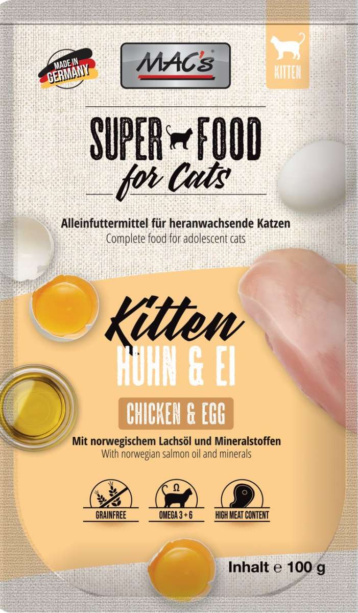 MAC'S Cat Pouch Kitten Chicken & Egg 100g 🔥