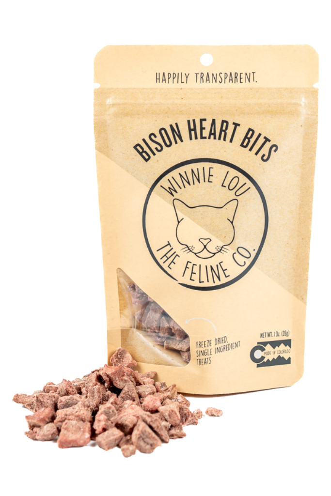 WINNIE LOU Freeze-dried Cat Treat - Bison Heart Bites 1oz