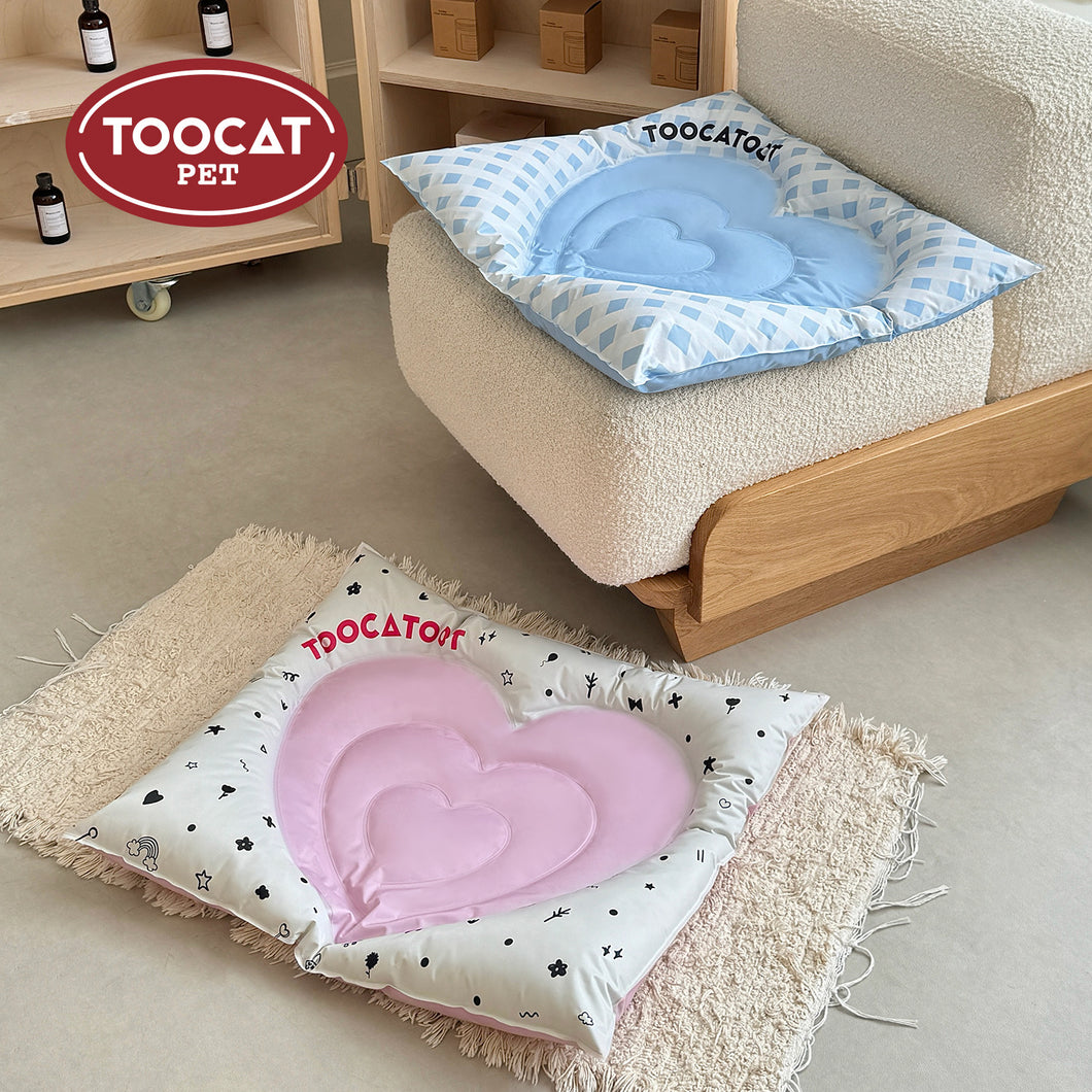TOOCAT Pet Cooling Pad Heart Mat - Pink/Blue