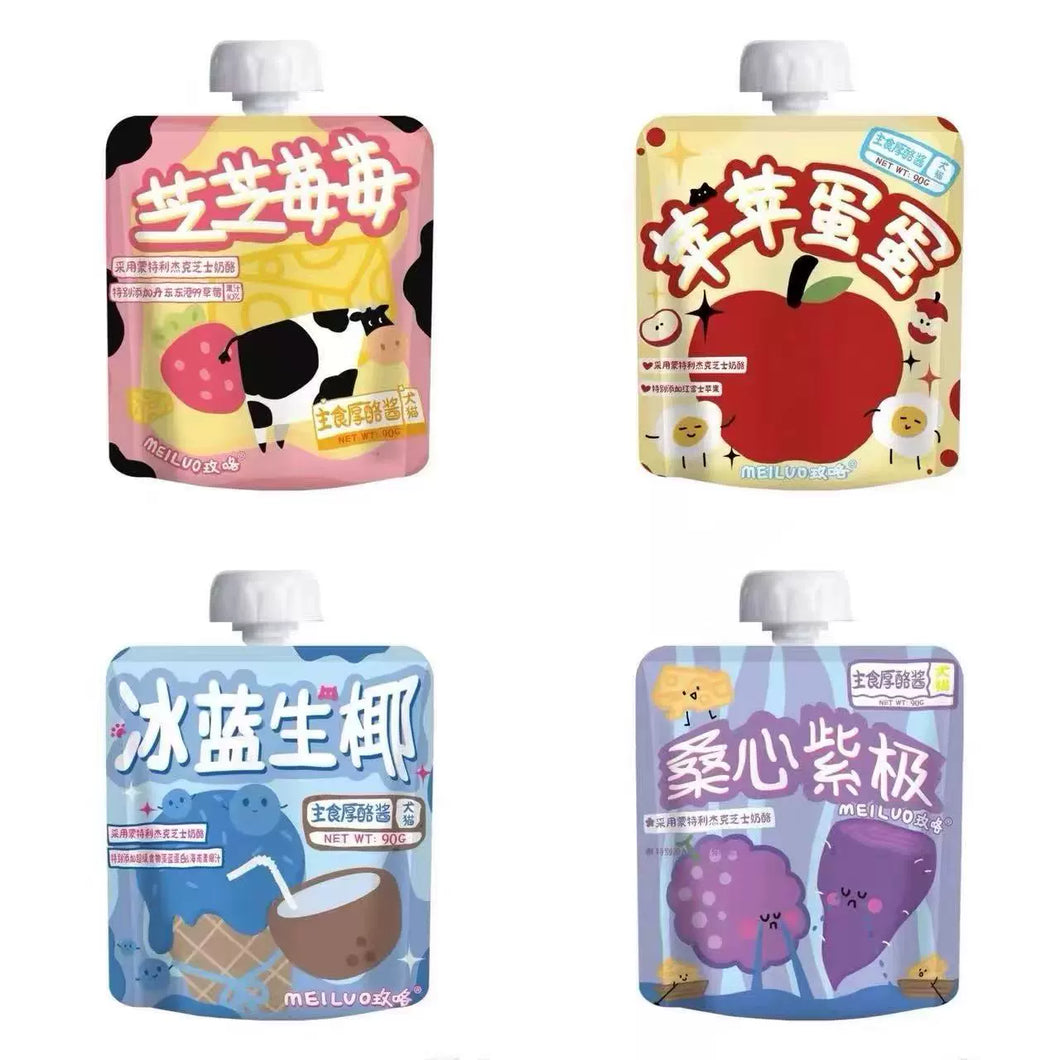 MEILUO Creamy Monterey Jack Cheese Pouch - 4 Flavors for Dogs & Cats
