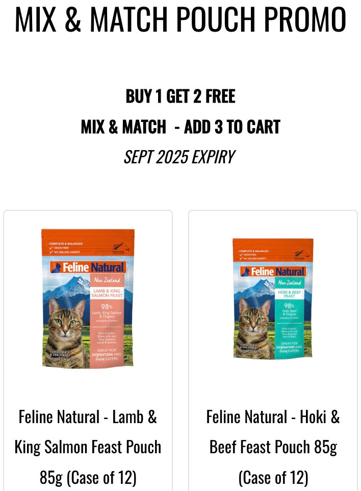【BUY 1 GET 2 FREE】FELINE NATURAL Pouch for Cats 85g (Case of 12)【SEP 2025 Expiry】