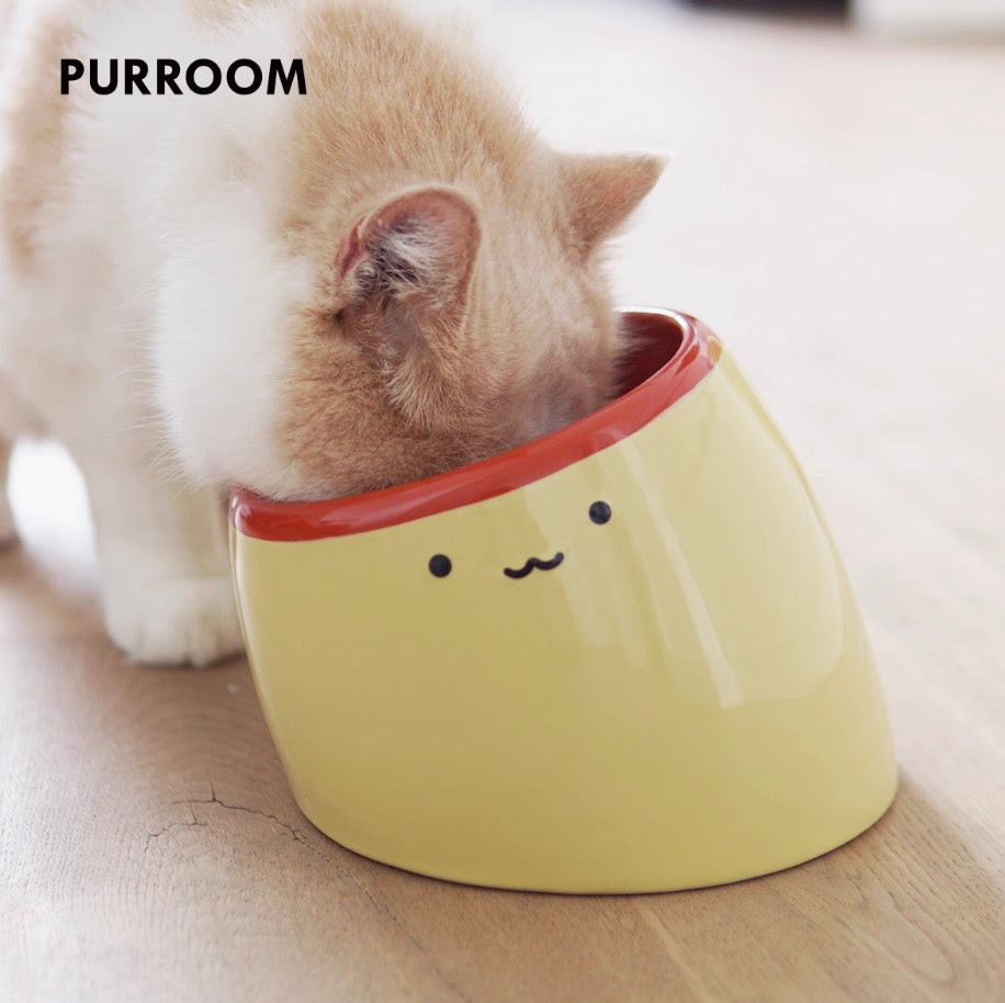 PURROOM Ceramic Pudding Pet Food Bowl