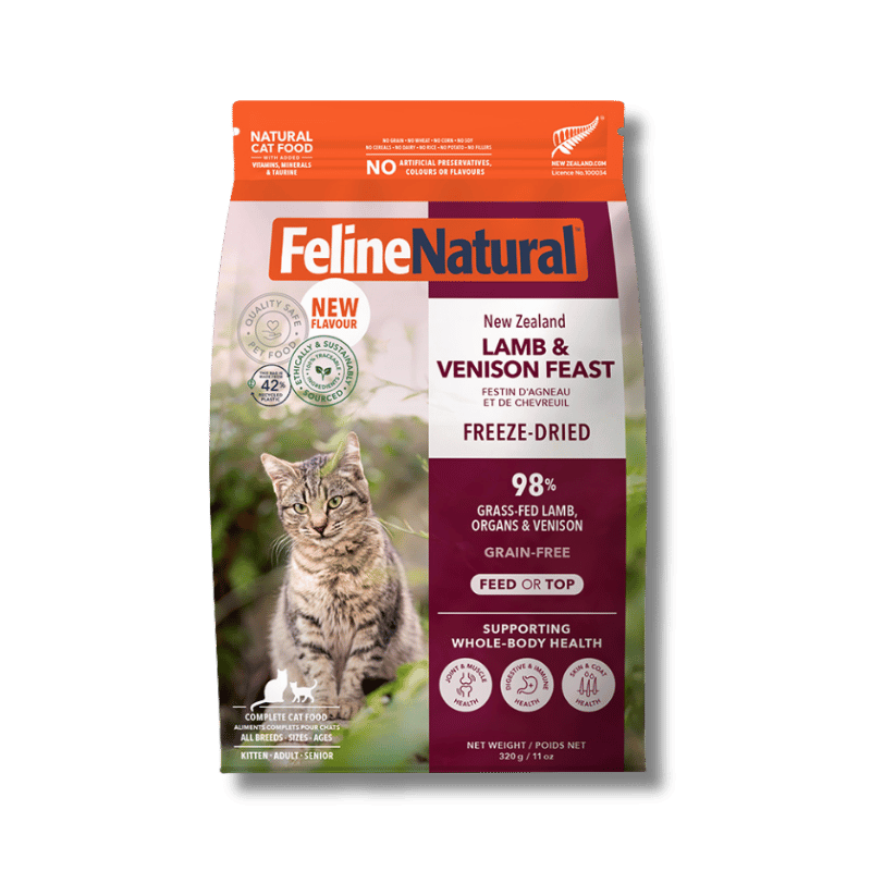 FELINE NATURAL Lamb & Venison Feast Raw Freeze Dried for Cats - 100g/320g