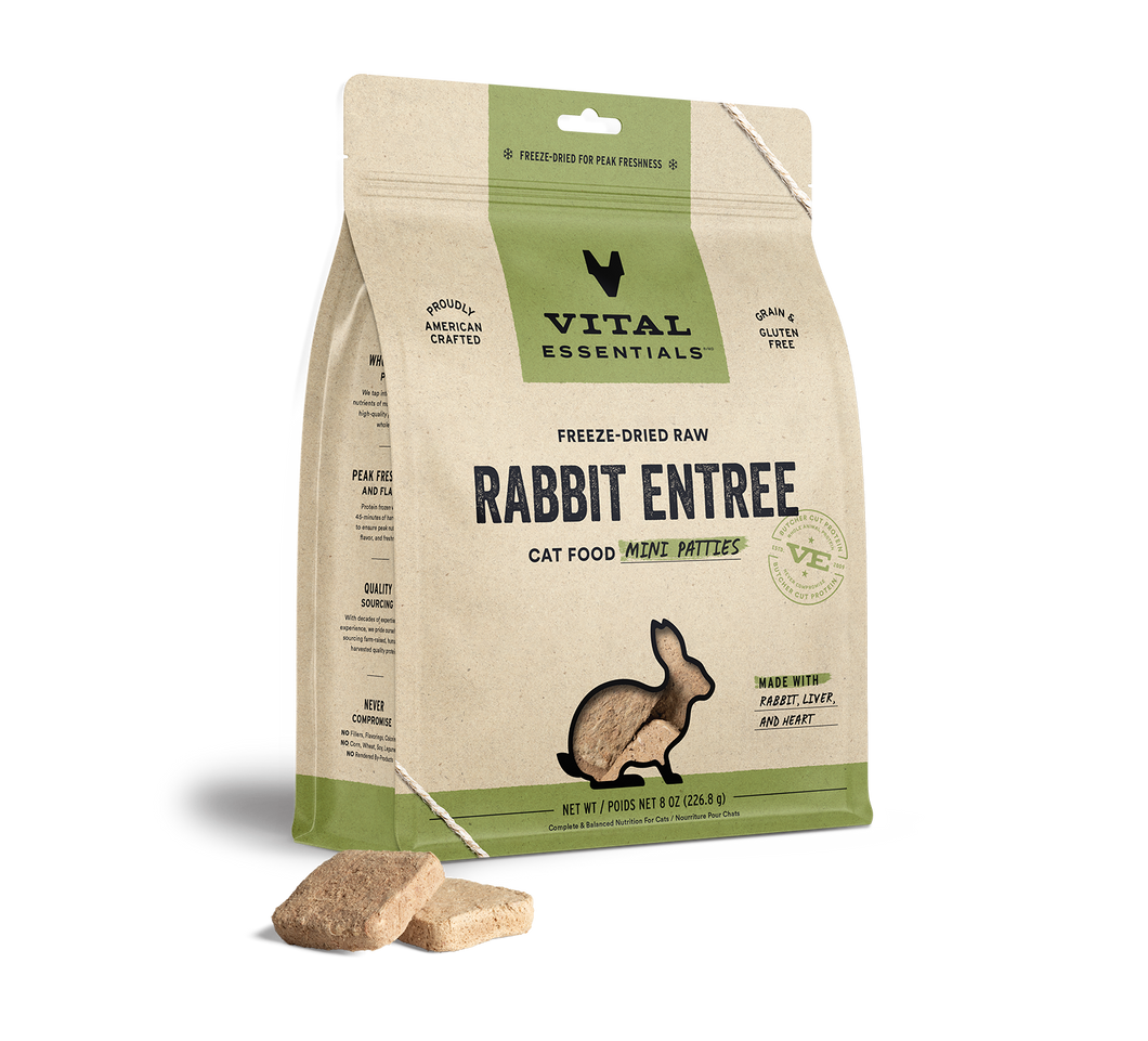 VITAL ESSENTIALS Cat Raw Freeze-dried Dinner Patties - Rabbit 8 oz