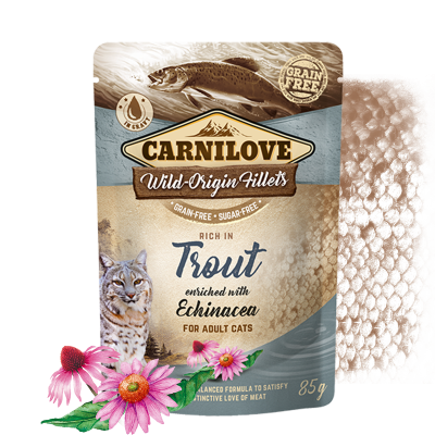 CARNILOVE Wild-Origin Fillets Cat Wet Pouch - Trout with Echinacea
