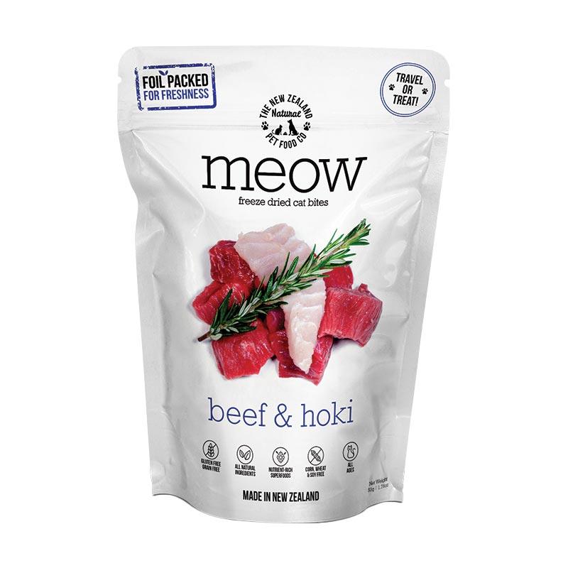 NZ NATURAL PET FOOD CO. MEOW Freeze-dried Cat Treats - Beef & Hoki