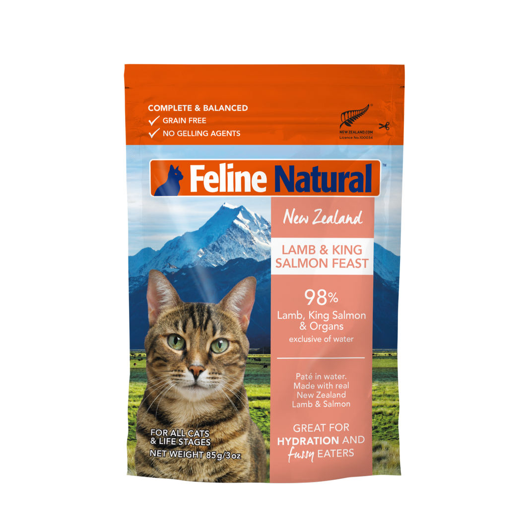 FELINE NATURAL Lamb & King Salmon Pouch for Cats