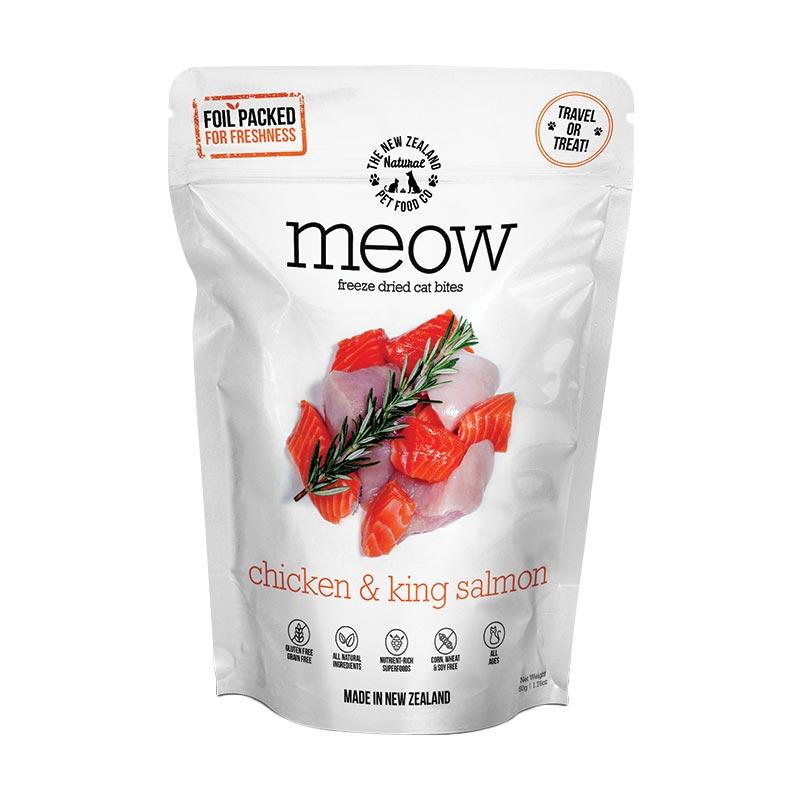 NZ NATURAL PET FOOD CO. MEOW Freeze-dried Cat Treats - Chicken & King Salmon 50g