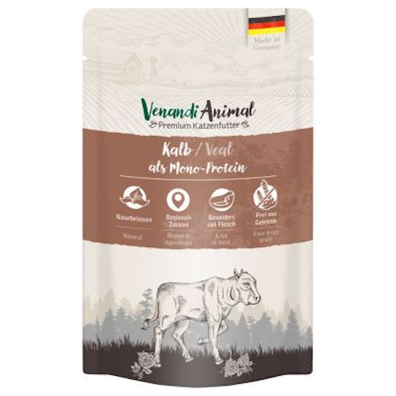 VENANDI ANIMAL Premium Katzenfutter als Mono-Protein 125g - Veal/Calf