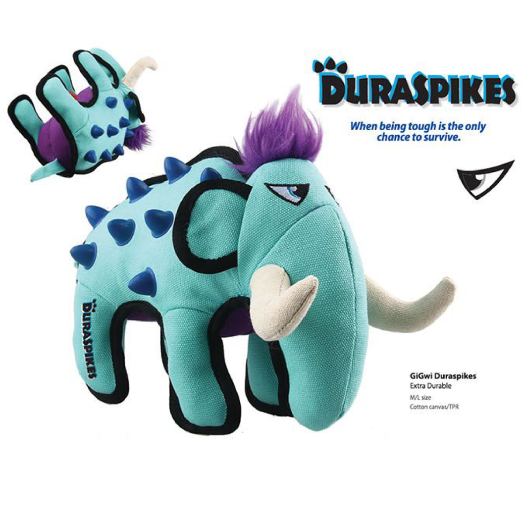 GIGWI Duraspikes Elephant Dog Toy - Light Blue