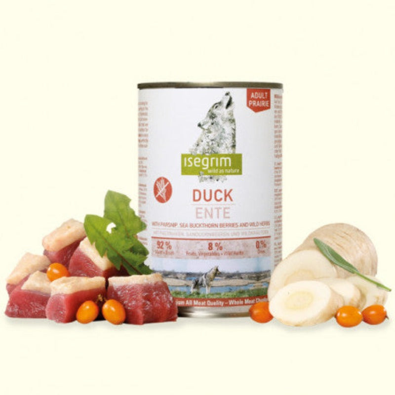 ISEGRIM Dog Wet Food  - Adult Duck with Parsnip Sea Buckthorn Berries & Wild Herbs
